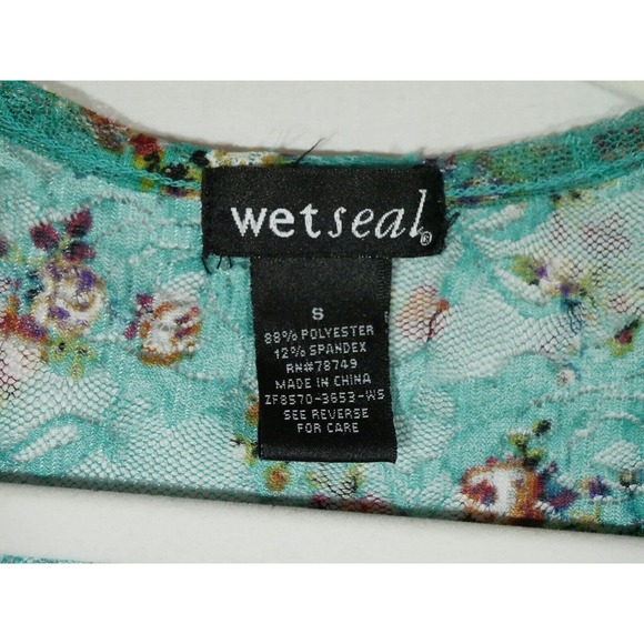 Wet Seal Blue Lace Sheer Top Floral Tank S - Picture 7 of 9